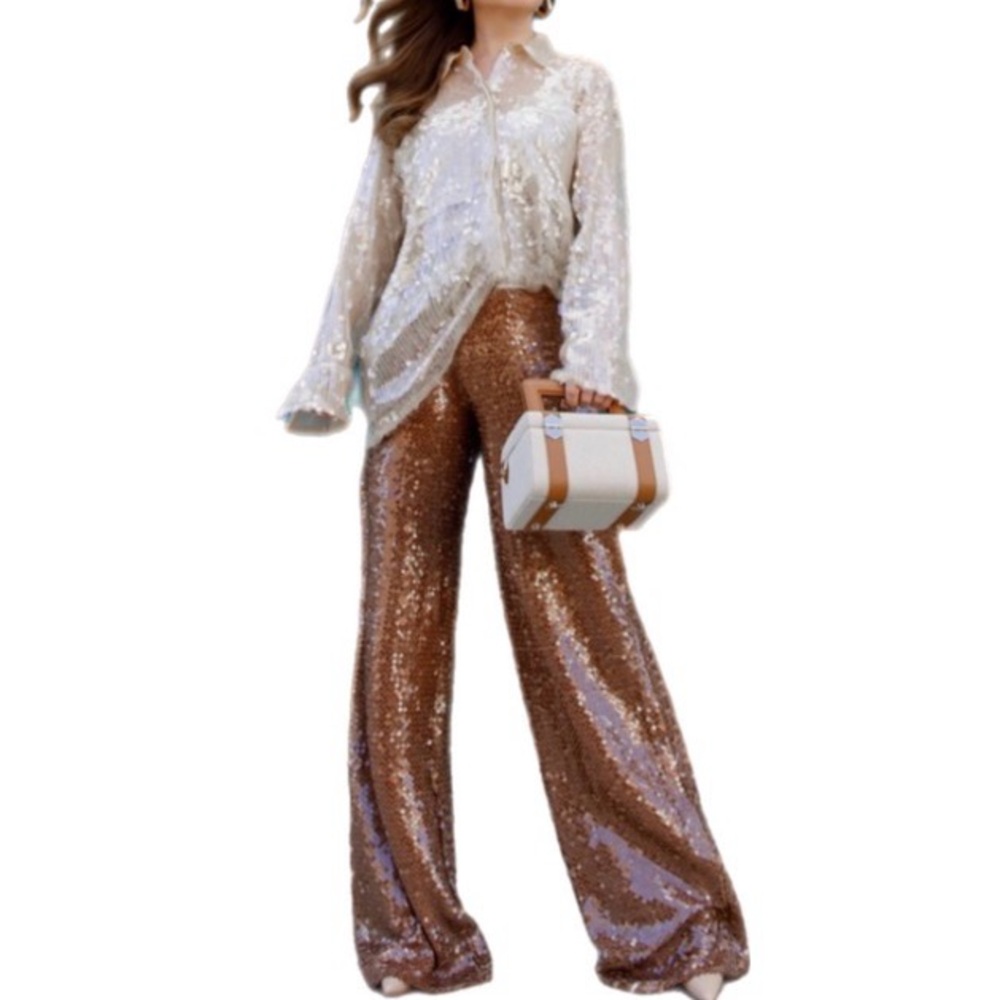 Zara Brown Sequin Pants